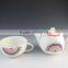 2015 new AB grade factory 2 pcs ceramic teapot with cup set embossing microwave safe