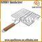 stainless steel barbecue bbq grill wire mesh net with wooden handle