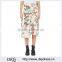 Customized Lady's Apparel Multicolor Asymmetric Hem Pleated Floral Silk Midi Skirt(DQM018S)