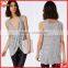 Sexy Drape Front Sleeveless Cheap Lady Blouse Fashion Women Blouse 2016