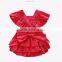 Factory baby clothes solid colour wholesale 100% cotton ruffled bows rompers bodysuit gift