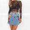 B33760A Autumn New Arrival floral embroidery hot women denim Skirt