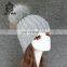 Best Choose Pom Beanie Handmade Hat Knitted Cap With Raccoon Pompom
