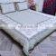 White Cotton 3pcs Set Bed Sheet Traditional Hand Block Printed Bed Cover Flat Sheet India Bedding
