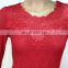 Autumn wear Lace Long Sleeve O-neck Transparent Slim Shirt for Party&club Girl