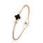 Clover Open Customized Engraved Cuff Bracelet Stainless Steel Bangle