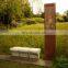 Laser cut corten steel column sign for landscape architecture