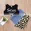 Baby Girls Clothes Sets Letter Sleeveless Vest Tops+Leopard Patchwork Skirts Summer Clothing Set