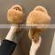 Amazon Wholesale Hot Sale Fashion Factory Price Furry Slides Ladies Faux Fur Fleece Open Toe Slippers Shoes