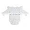 100% Organic Cotton Knitted Ruffle Sleeve Baby White Bodysuit