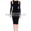 wholesale 2015 new black white long sleeve Miranda Kerr sey women evening party prom elegant bodyconknee-length bandage Dress