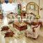 Luxurious European Style Wooden Structure Sofa Set Leather Living Room Sofa