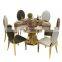 Nordic style luxury dinning room furniture tables and 6 leather chairs round marble dining tables set