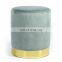 Modern Style Green Mdf Velvet Fabric Foam Iron Gold Metal Base Foot Stool Ottoman For Wedding
