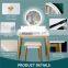 Vanity Table Set / Makeup Table with Oval Mirror & Stool / Bedroom Wood Dressing Table with 4 Storage Drawers White