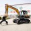 Hengwang HW80L Hydraulic Excavators Wheeled 8 ton  Excavator With Hydraulic Sugarcane Grab