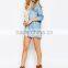 2016 Autumn Long Sleeve Oversized Frayed Denim Shirt