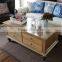 Y-1530 American country style vintage elm coffee table with drawers