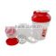 600ml plastic shaker bottle with storage container BPA free