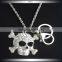 Silver Jewelry Halloween Skull Pendant Necklace With Key Lock