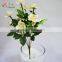 newest shinny gold silver rose flower shinny artificial flower 7 open rose 4 buds