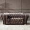 2016 Italian Classic Button Tufted Brown Fabric Upholstered Chesterfield Sofa AL030