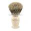 3 Piece Shaving Brush Stand Set with Edwin Jagger English Ivory Handle Shaving Brush and Safety Razor with Rubber Grip Stand