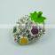 New Hair Clip Alloy Rhinestone Enamel Apple