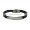 Wholesale Genuine Leather Bracelet Simples Clasp Fashion Steel Tag Bangles For Men