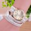2016 new product Vintage Fashion watch,layered leather watch bracelet with stones