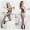 521B Sexy Women Black Fishnet Open Back Floral Bodystocking 2015