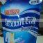 liquid detergent standing pouch with handle and spout