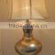 wholesale brass round base home decor crystal table lamp with transparent k9 crystal lampstand and white barrel shade