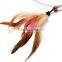 Aimigou NEW Steel Wire Kitten Cat Toy Feather Rod Teaser Bell Play Pet Dangler Wand