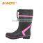 high heel safety ladies fashion long rubber galoshes boots with cuff