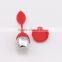Red Color Stainless Steel Tea Infuser with Silicone Leaf Handle and Drip Tray