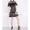 Customized Lady Apparel High Neck Sleeveless Guipure-lace Mini Dress(DQM001D)