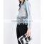 Wholesale High Neck Long Raglan Sleeves Floral Lace Frill-detailed Cutout Lace Top(DQE0188T)