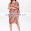 Bright color stripe folding batwing sleeve women dresses