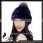 CX-C-239E New Arrive Luxury Top Quality Baggy Mink Fur Hat With Top Fur Ball Beret Beanie Hat Cap