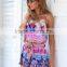 Clothing Factory Summer Women Chiffon Floral Print Plunge Beach Jumpsuit
