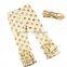 Gold dot triple ruffle pants wholesale knit ruffle pants plastic pants outfit