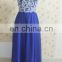 hotsale silk crystal beaded dress handmade prom dresses blue formal croset tulle long dress