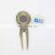 metal golf divot repair tool with golf ball marker