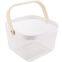 Simple Nordic Style Vegetable Fruit Condiment Caddy  Basket Wooden Handle Metal Wire Storage Laundry Basket