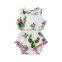 wholesale flower print romper baby floral print boutique kids girl pompom sleeveless romper