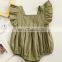 2019 summer fly sleeved Baby Linen cotton Girls Jumpsuit rompers green pink bodysuits
