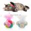 Handmade wholesale colorful plush pet toys elastic ball and feather cat toy interactive