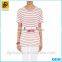 Wholesale 2016 Cheap Custom Pretty Quality Lady Striped Linen T-shirt