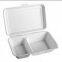 Friendly Disposable Biodegradable Takeaway Food Containers with 2 Split Hinged Lid white color 9 inch lunch Box